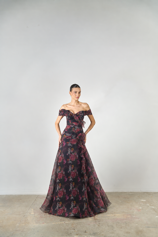 Portia organza printed gown