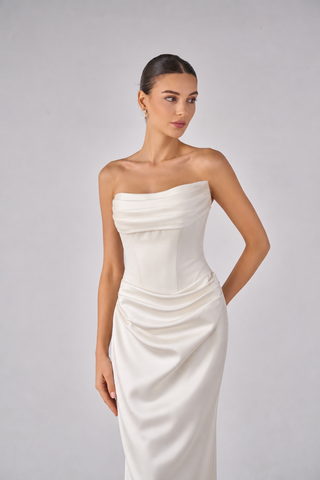 Serena mermaid draped wedding dress