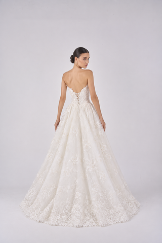 Strapless Pearl Lace Ball Gown