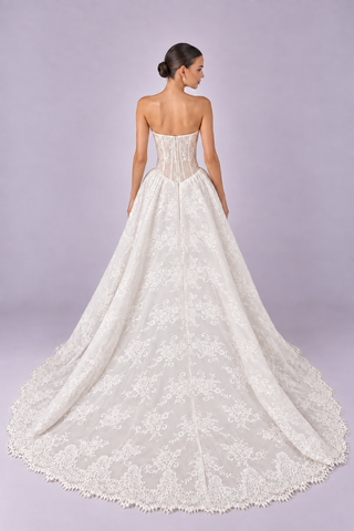 Estelle basque-waist lace wedding ball gown