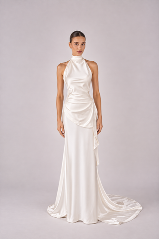 Cascade satin bridal skirt