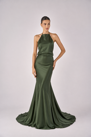 Ode halter neck and low back dress