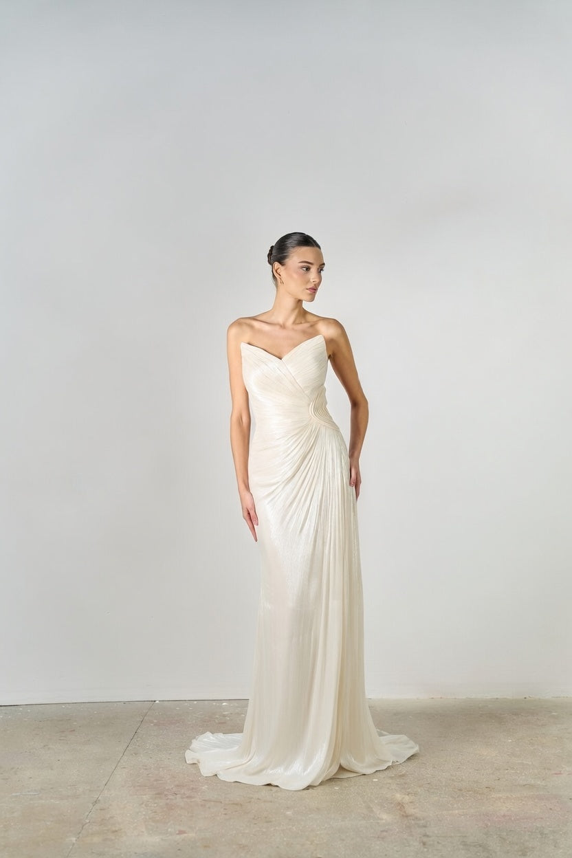 Rue Asymmetric Chiffon Maxi Evening Gown Nadias Designer Dress Ivory / 6 Rue Asymmetric Chiffon Maxi Evening Gown Nadias Designer Dress Ivory / 6