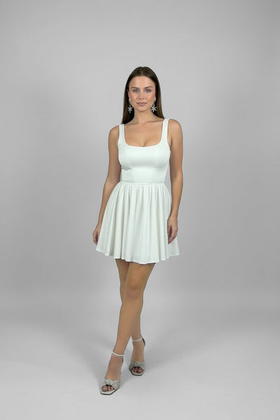 Liana Mini Bridal Dress by Nadia's | Modern A-Line Wedding Dress in Stock / Ivory / 4