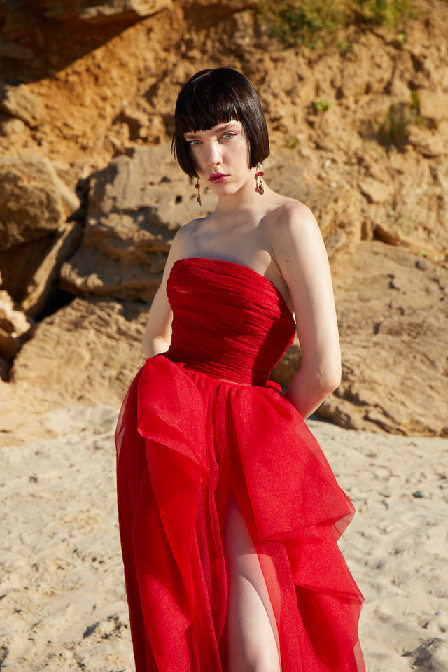 Blair High-Low Strapless Dress by Nadias | Elegant Formal Gown Made to Order / Custom color / 0 Blair High-Low Strapless Dress by Nadias | Elegant Formal Gown Made to Order / Custom color / 0
