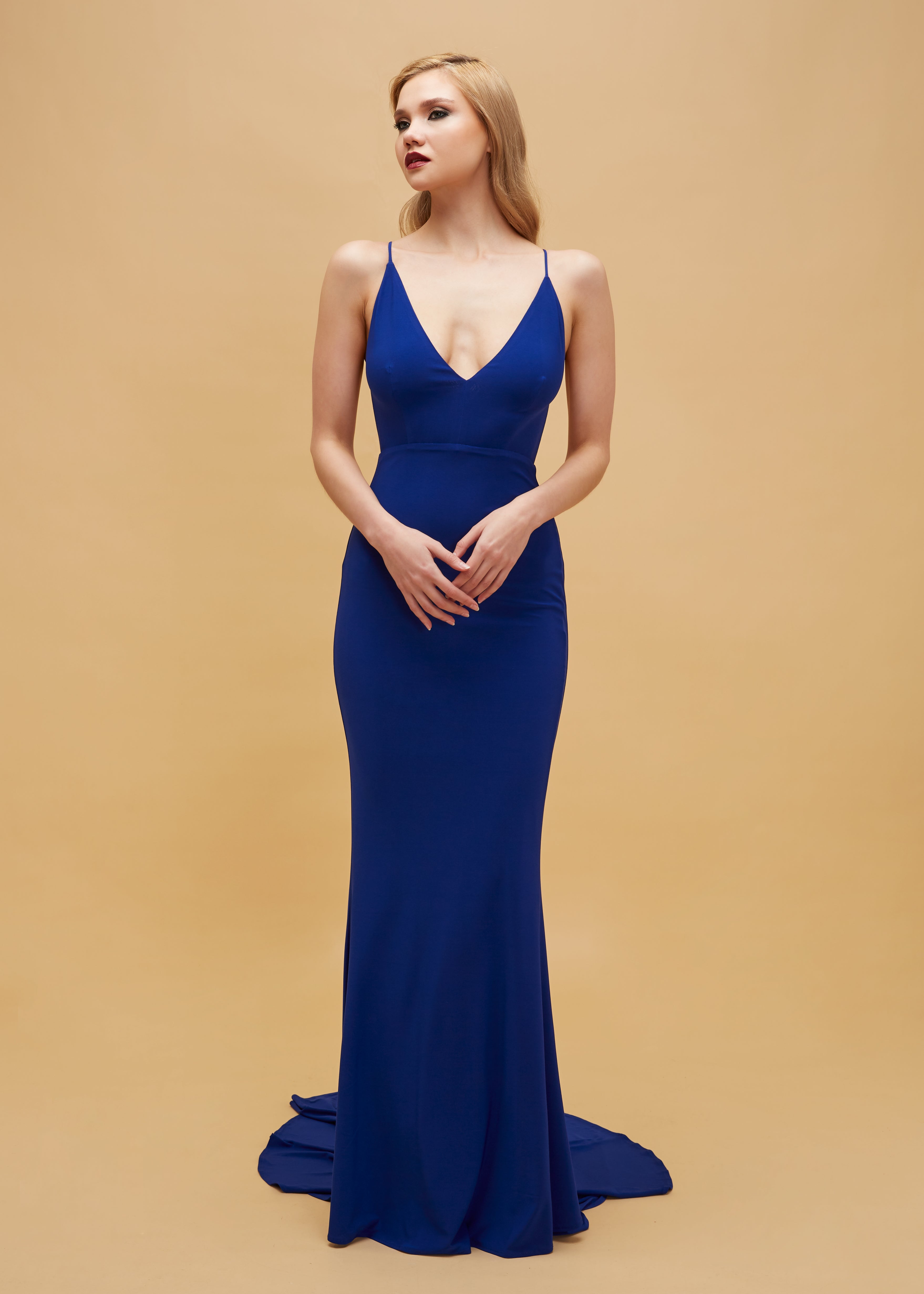 Millie Open Back Mermaid Gown – Designer Formal Evening Dress by Nadia's Royal Blue / L