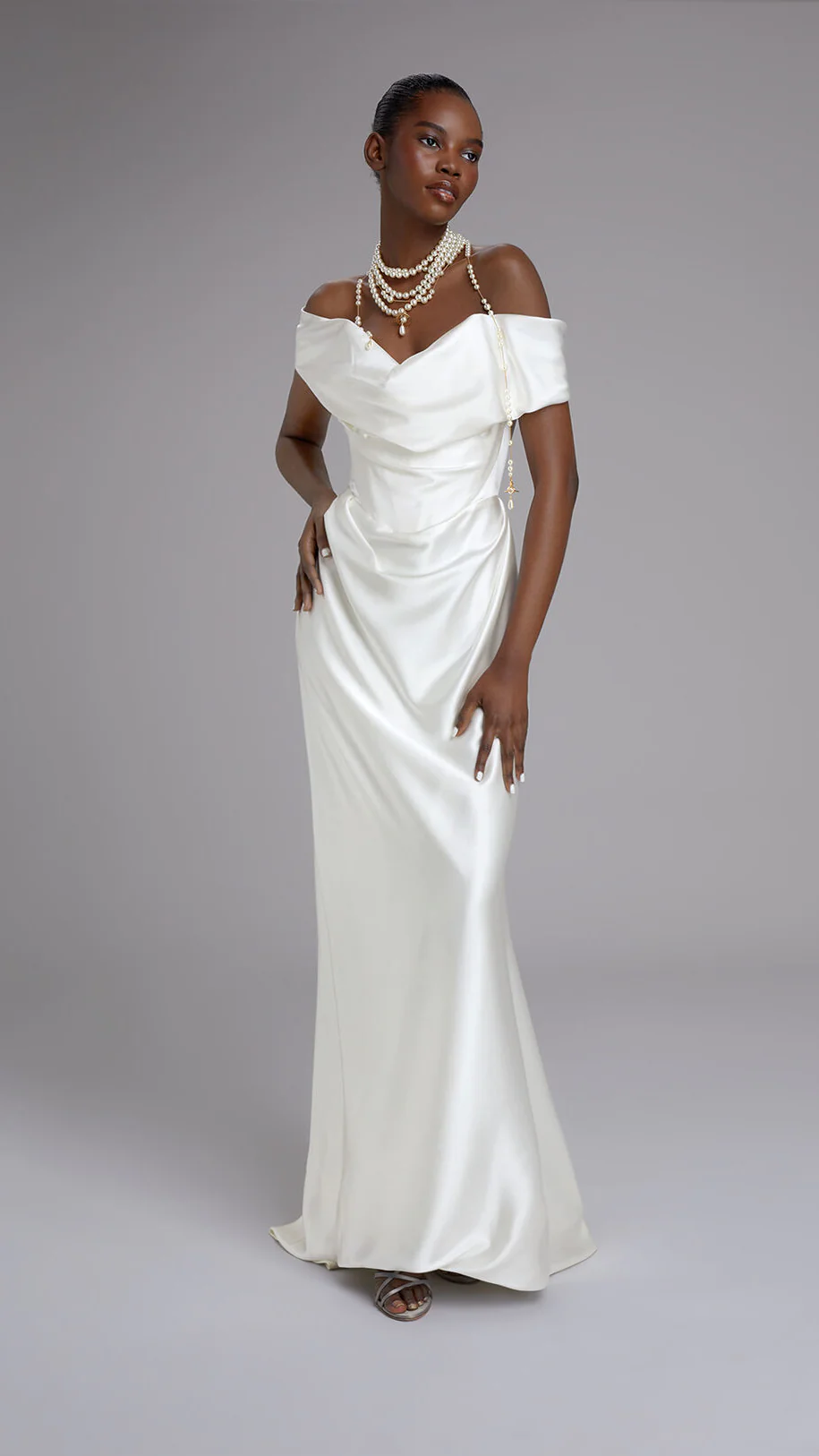 long cocotte dress in ivory silk crepe satin Vivienne Westwood, Nova Cocotte, Heavy Silk Satin Wedding Dress Save 36%