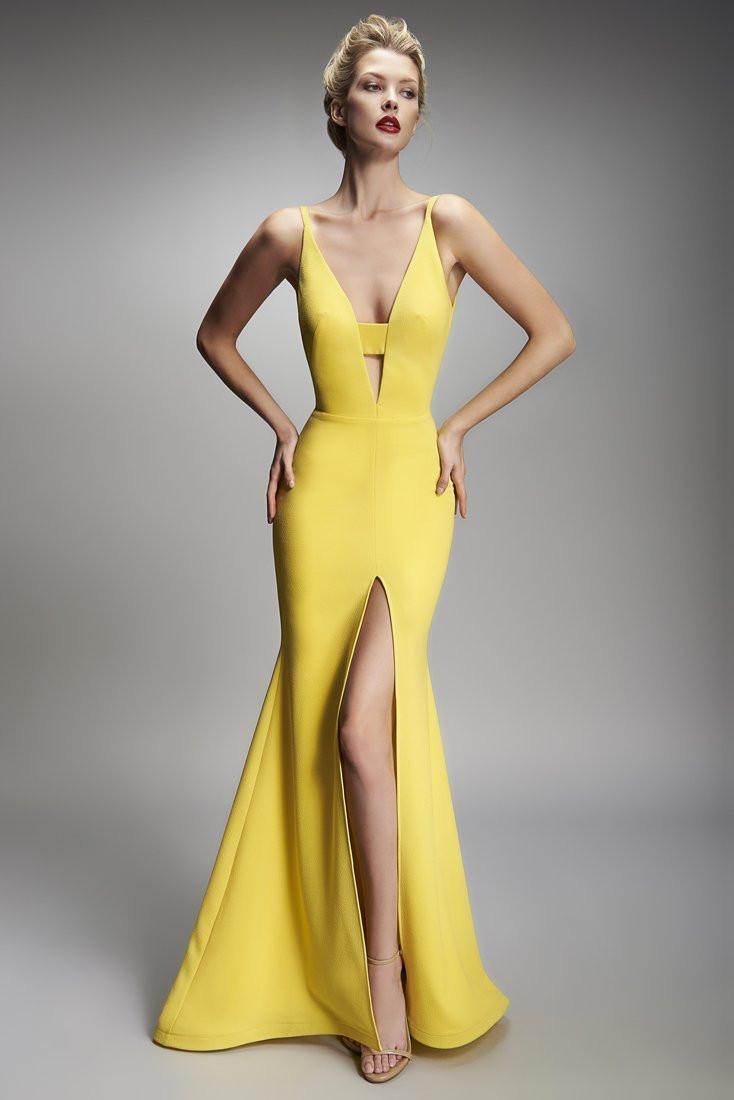 DEEP V HIGH SLIT LONG DRESS DEEP V HIGH SLIT LONG DRESS